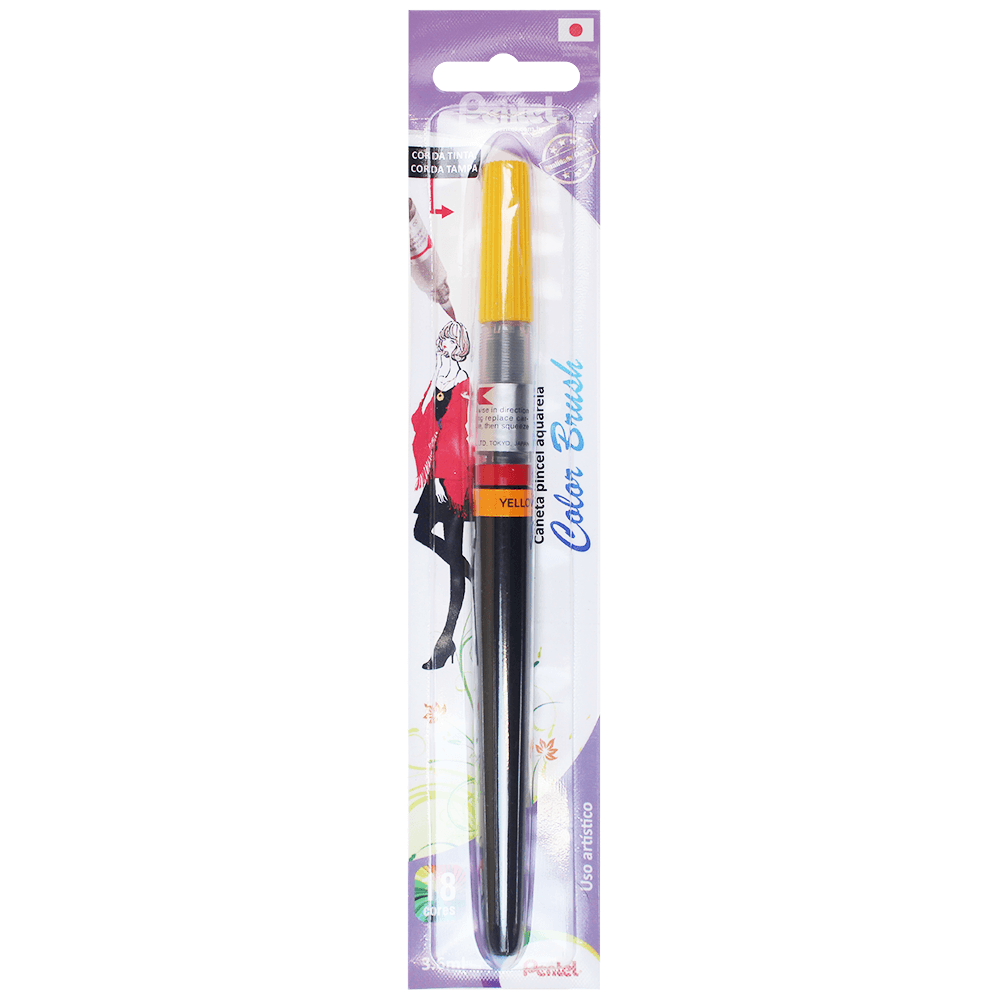 Caneta Pincel Aquarela Color Brush Pentel Yellow Orange 140