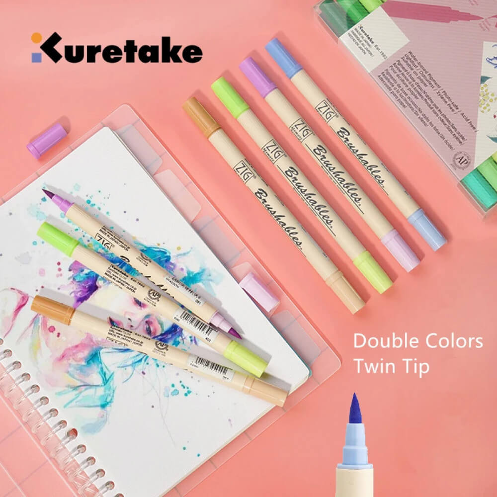 Caneta Brushables Ponta Dupla Kuretake Lunar Lavender