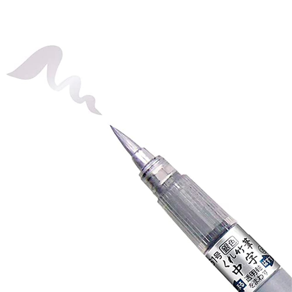 Caneta Fude Pen Kuretake Cor Prata Ponta Média