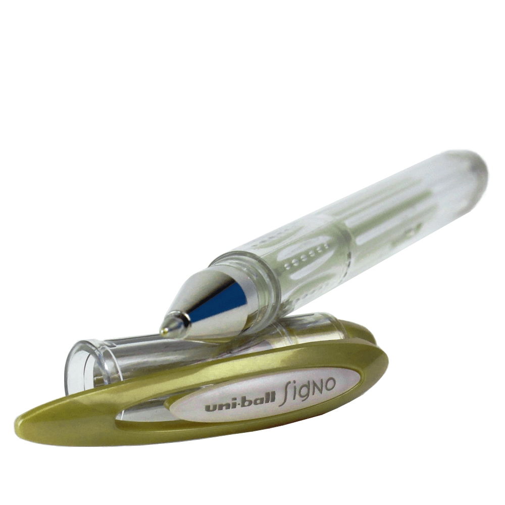 Caneta Gel Metálica Ouro Uni Ball Signo Noble Metal