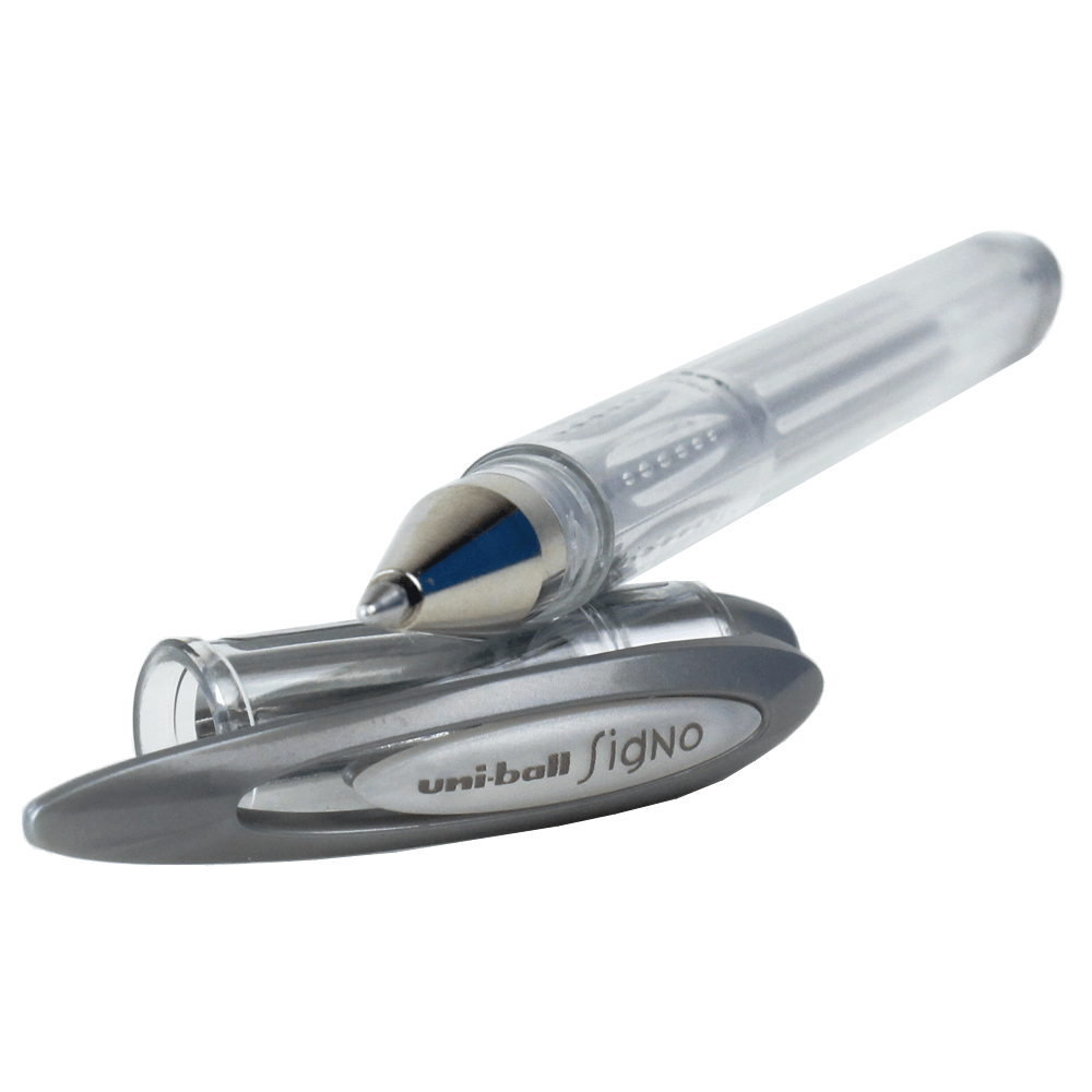Caneta Gel Metálica Prata Uni Ball Signo Noble Metal