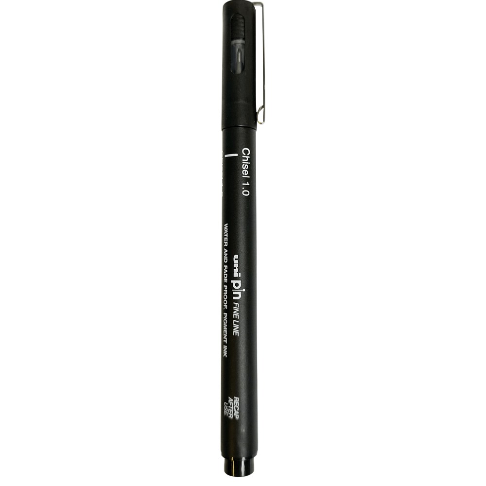 Caneta Nanquim Uni PIN Uni-Ball 1.0 Chanfrada Preto