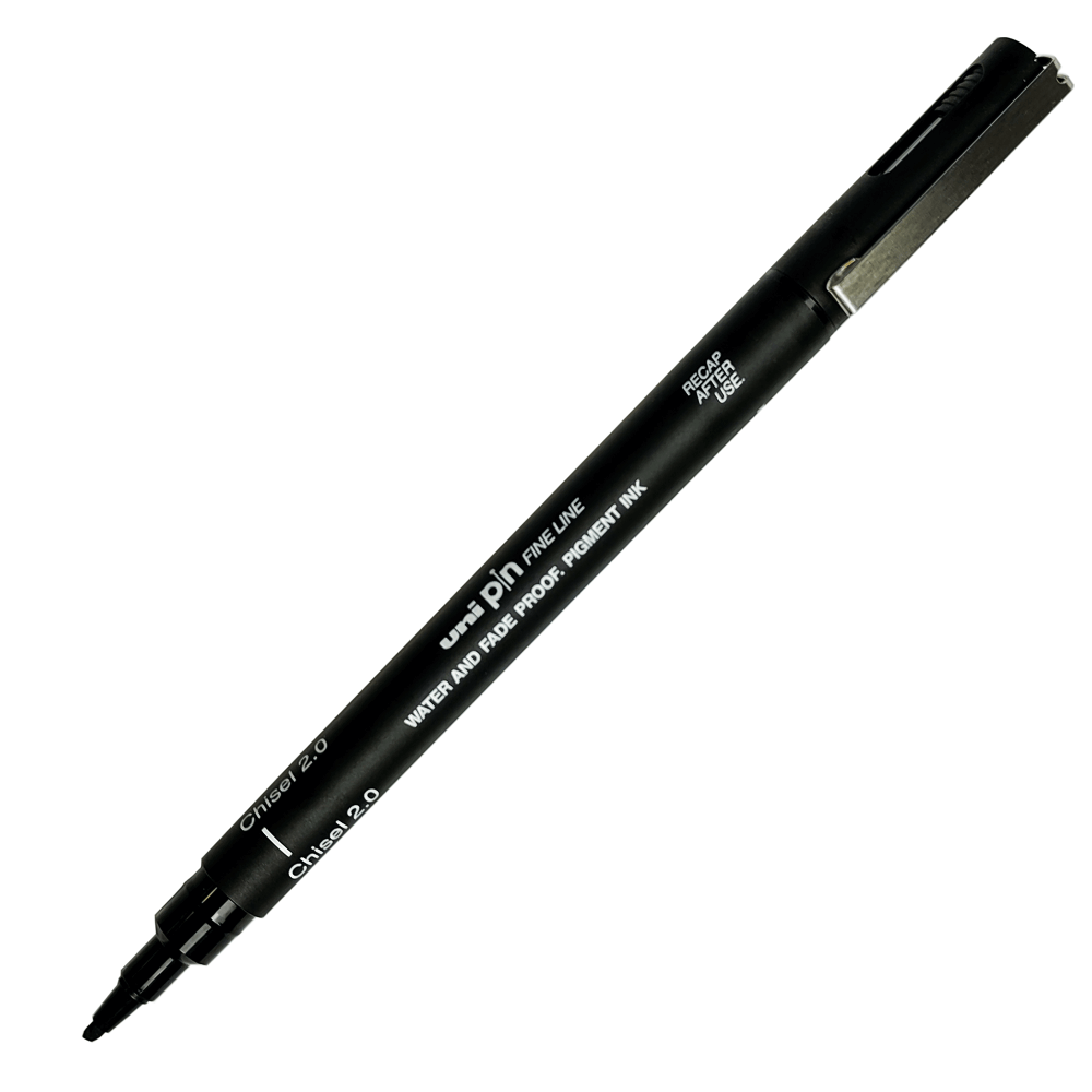 Caneta Nanquim Uni PIN Uni-Ball 2.0 Chanfrada Preto