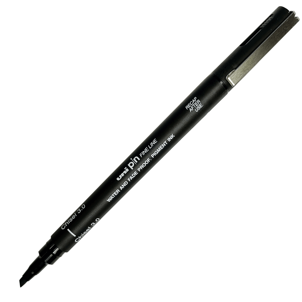 Caneta Nanquim Uni PIN Uni-Ball 3.0 Chanfrada Preto