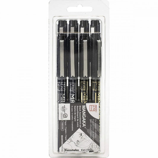 Caneta Nanquim Kuretake Mangaka Black 8 Pontas