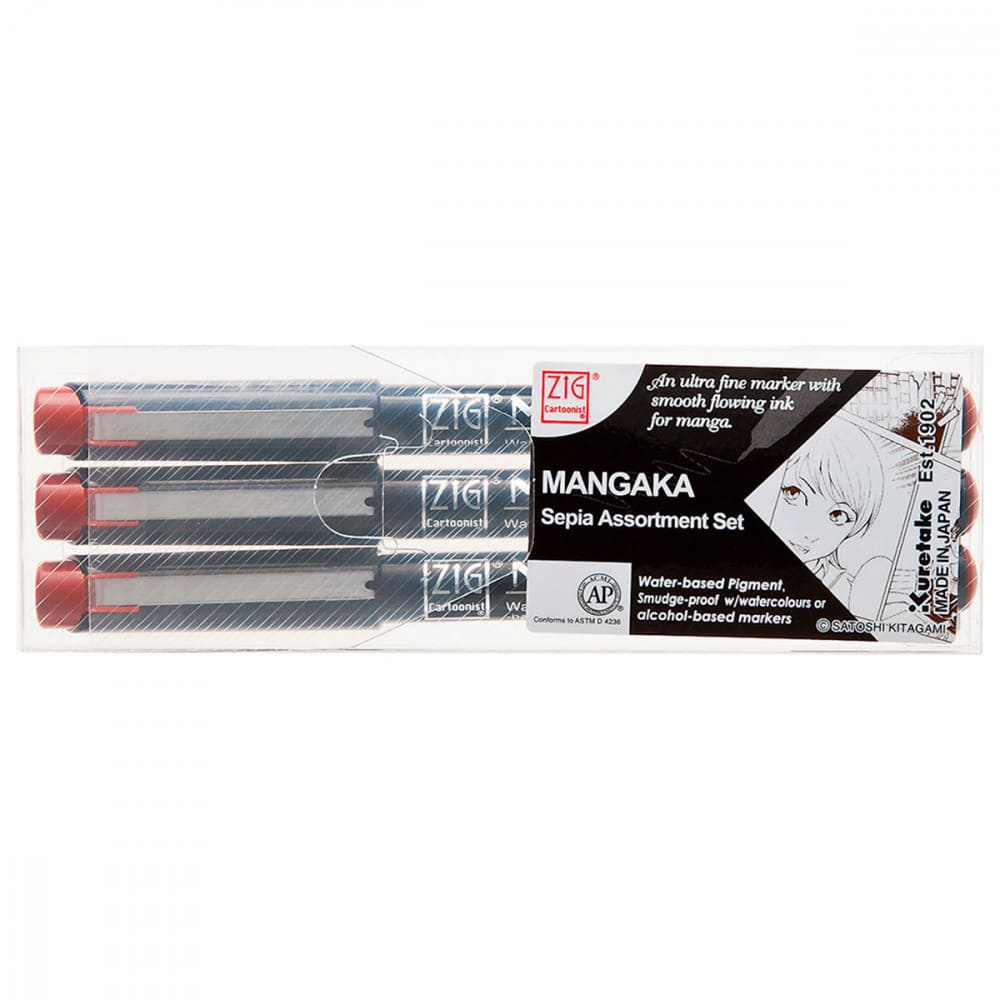 Caneta Nanquim Kuretake Mangaka Sepia 3 Pontas