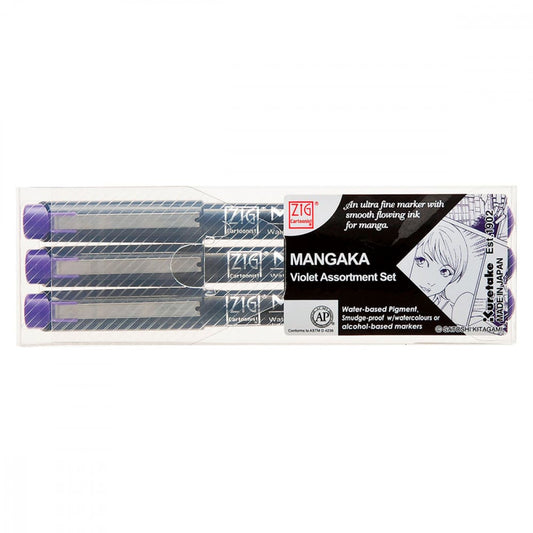 Caneta Nanquim Kuretake Mangaka Violet 3 Pontas