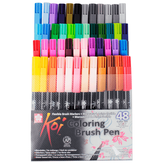 Caneta  Ponta de Pincel Koi Sakura 48 Cores