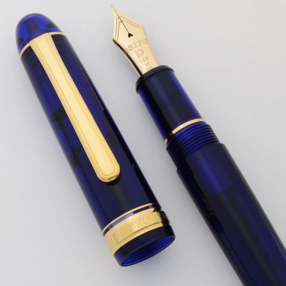 Caneta Tinteiro Platinum Century 3776 Chartres Blue Pena de Ouro 14K