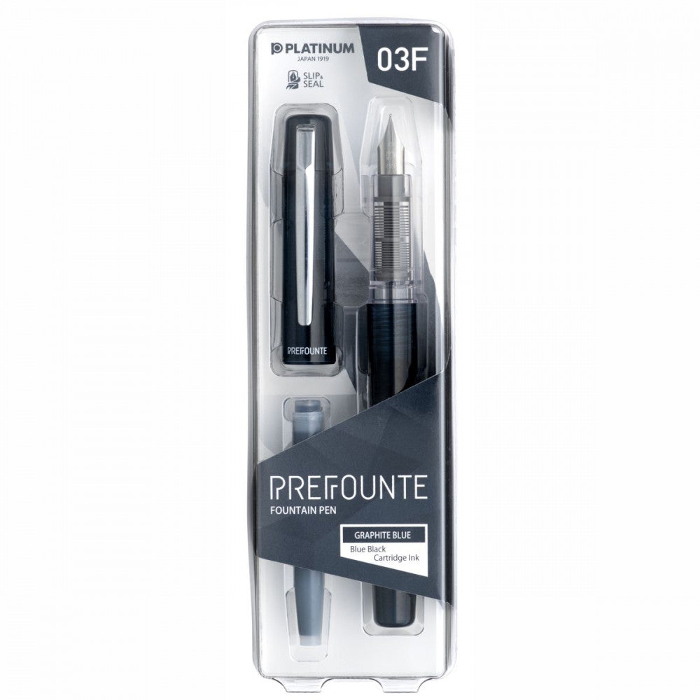 Caneta Tinteiro Platinum Prefounte 03F Graphite Blue