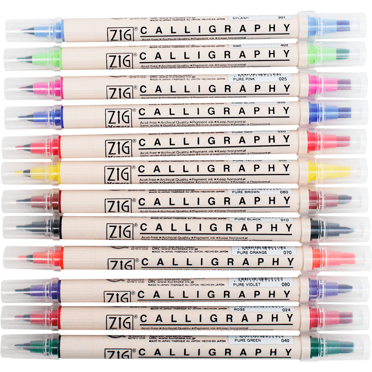 Caneta Caligrafia Artística Zig Kuretake 12 Cores