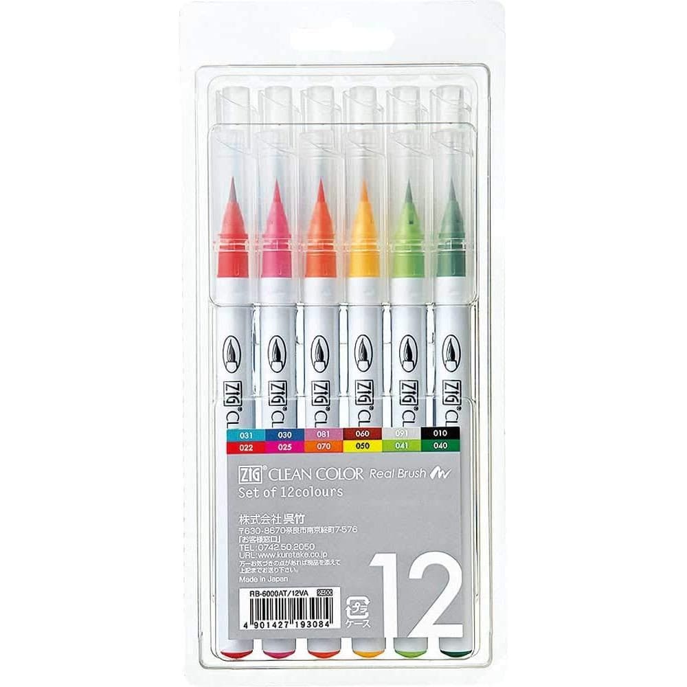 Estojo Caneta Kuretake Zig Clean Color Real Brush Basic