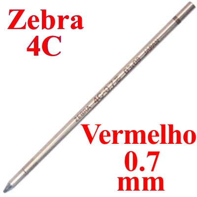 Carga de Caneta Zebra 4C Vermelho Esferográfica