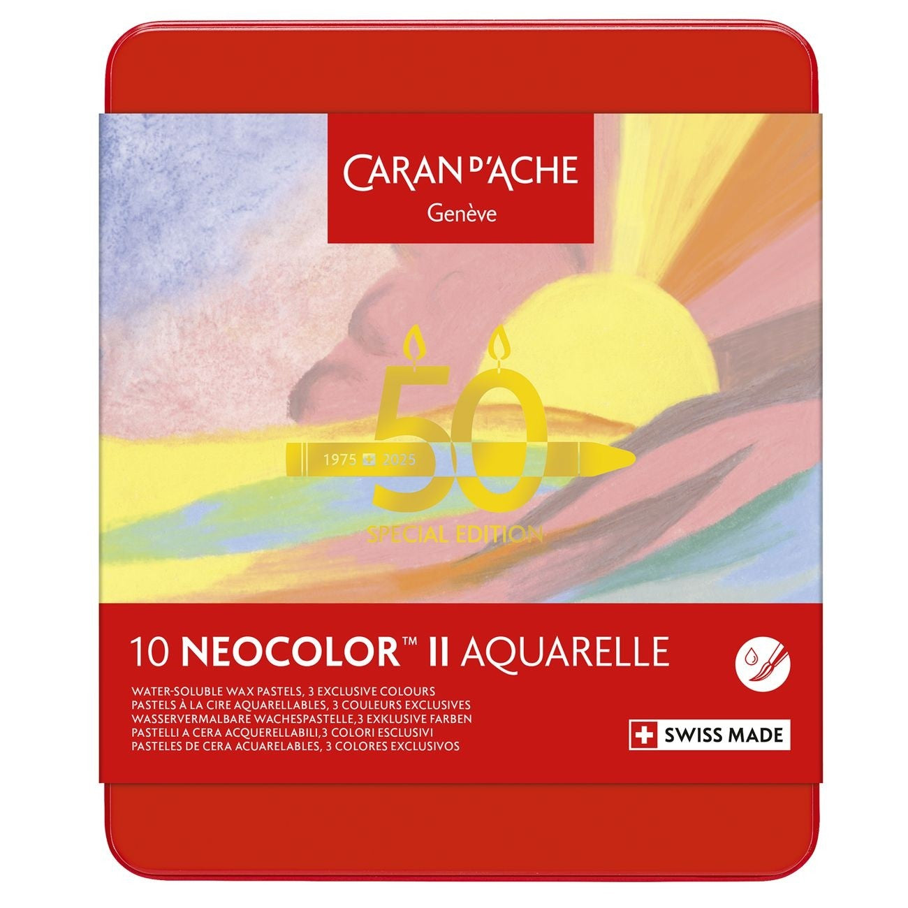 Giz Aquarelável Neocolor II Caran d’ Ache 10 Cores Edição 50 Anos Pastel
