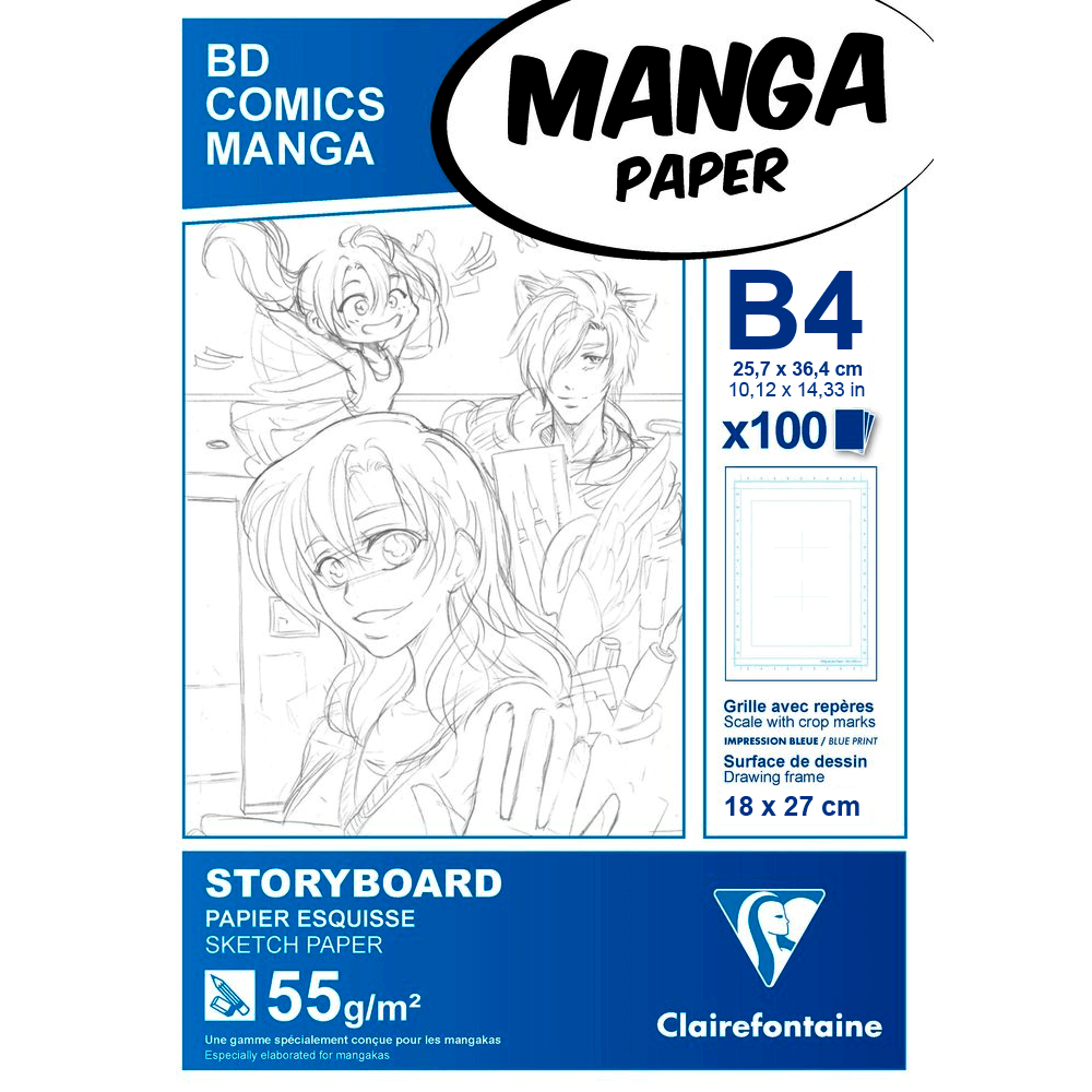 Bloco de Papel Manga Storyboard B4 100 folhas Clairefontaine