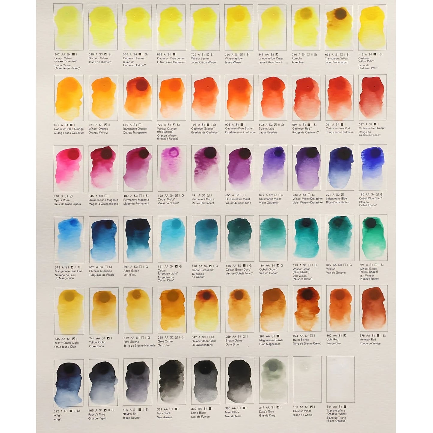 Colour Chart Aquarela Profissional Winsor Newton