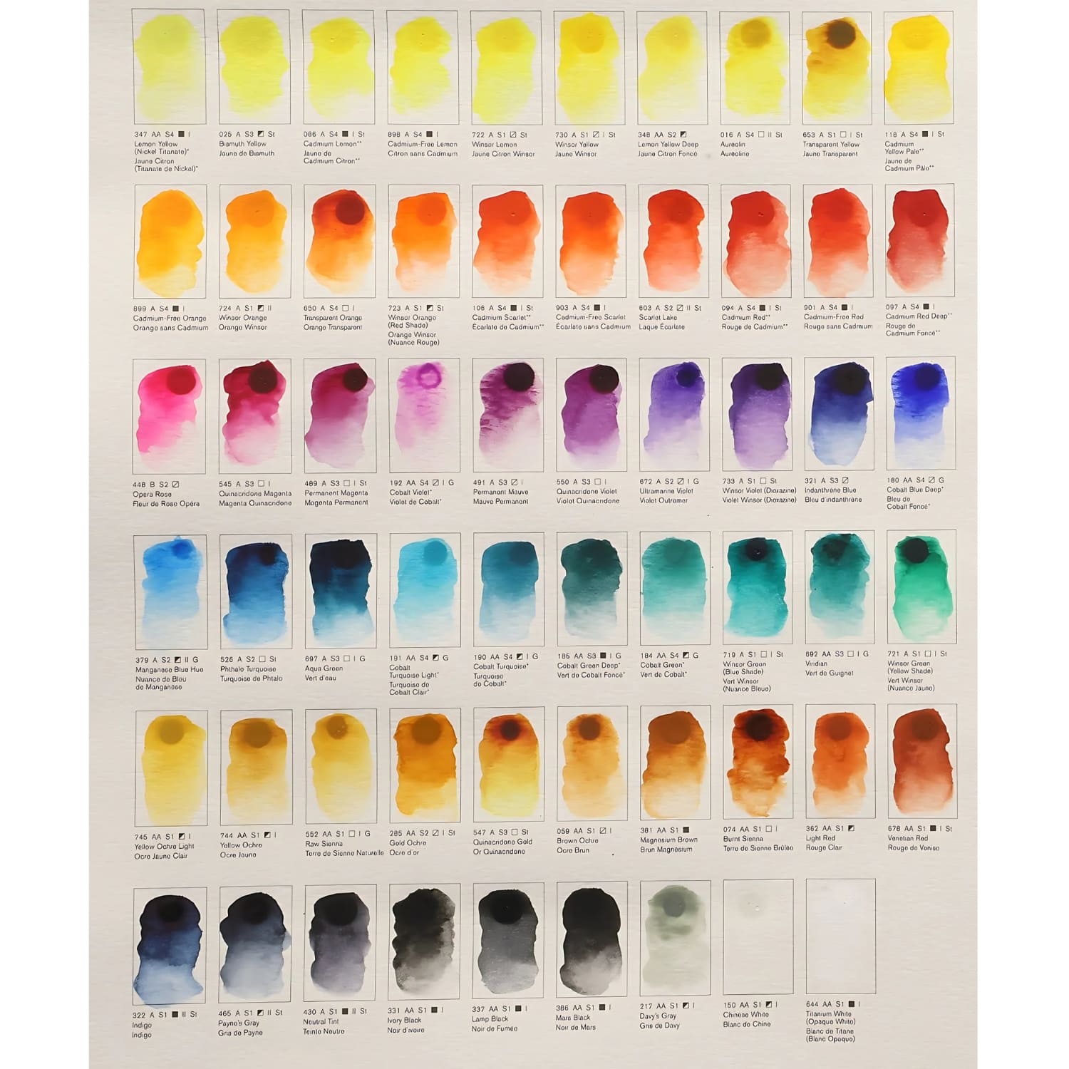 Colour Chart Aquarela Profissional Winsor Newton