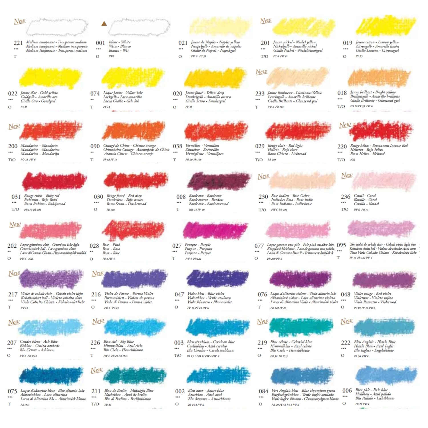 Colour Chart Pastel Oleoso Sennelier