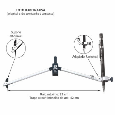 Compasso TRIDENT 9001 com Adaptador Universal