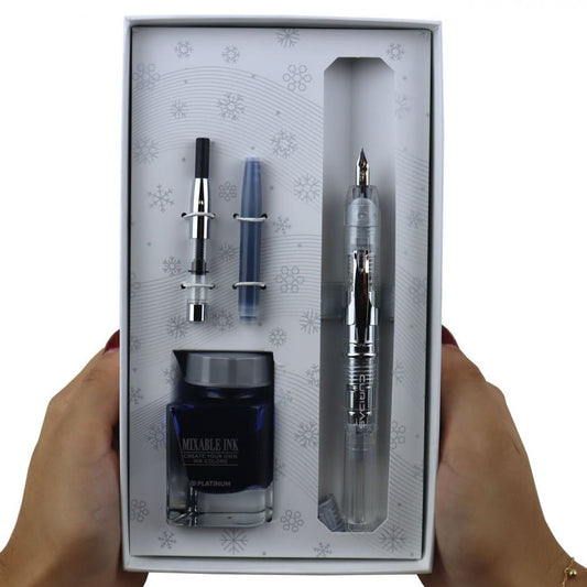 Conjunto Caneta Tinteiro Platinum Curidas EF Prism Crystal Edição Limitada