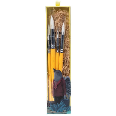 Kit De Pincéis Amarelo Himi Para Guache 5 Unidades