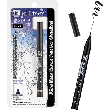 Caneta Pincel Ultra Fina Ai Liner Kuretake Black