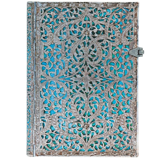 Paperblanks Silver Filigree Maya Blue Capa Dura Midi Pautado