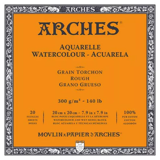 Bloco de Papel para Aquarela Arches TT 300g/m² 20x20cm 20 Folhas