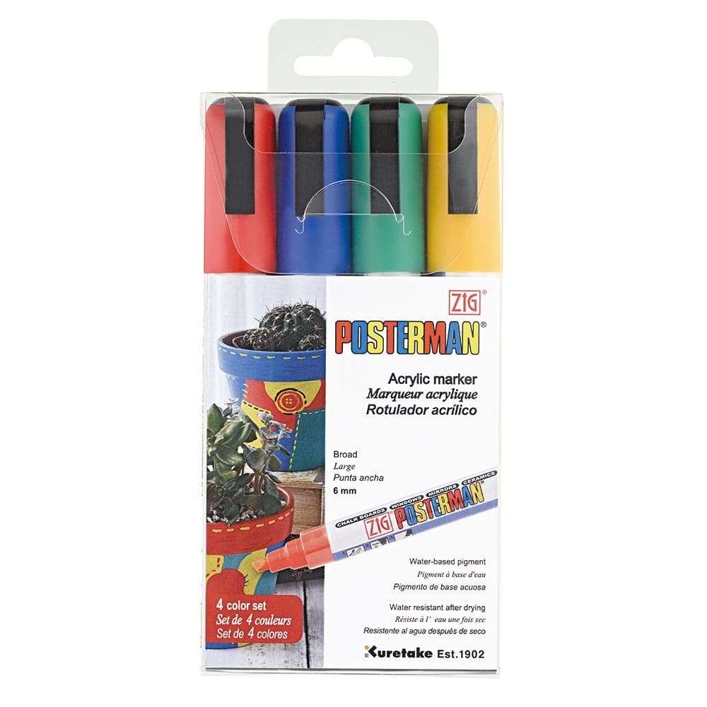 Marcador Zig Posterman PMA-50 Estojo C/4 Cores Básicas