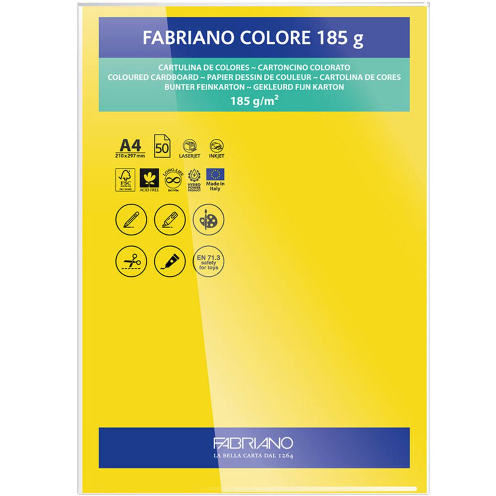 Papel Colore Fabriano Amarelo Intenso A4 185g/m² Pack 10 Folhas