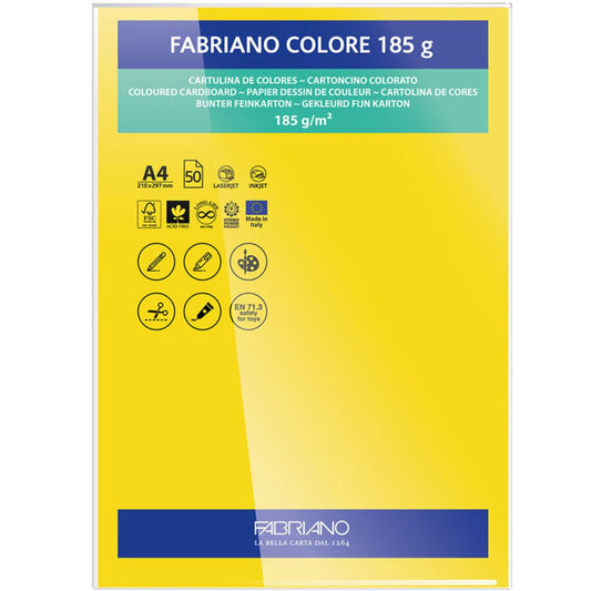 Papel Colore Fabriano Amarelo Intenso A4 185g/m² Pack 10 Folhas