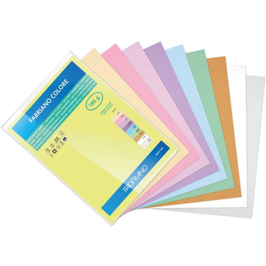 Papel Colore Fabriano Sortidos Cores Pálidas A4 185g/m² Pack 10 Folhas