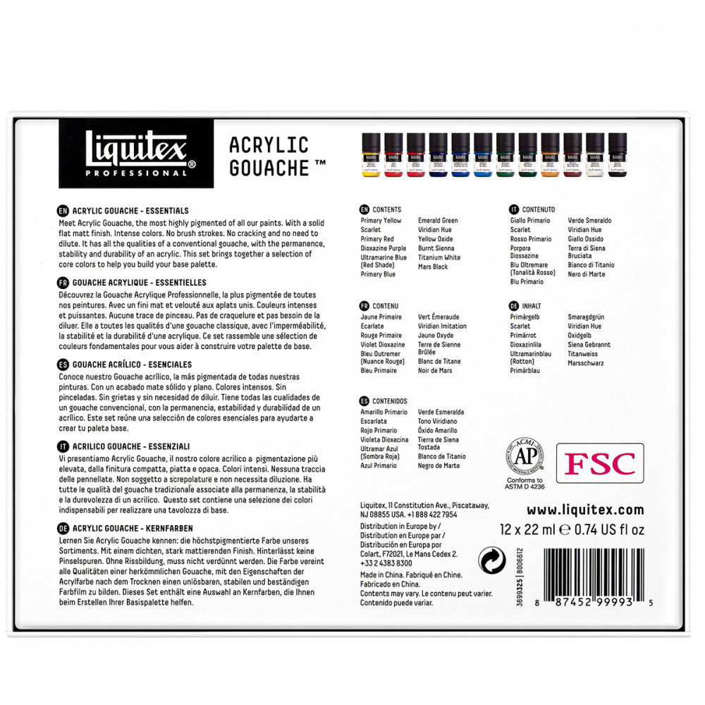 Tinta Acrílica Guache Liquitex 22ml 12 Cores