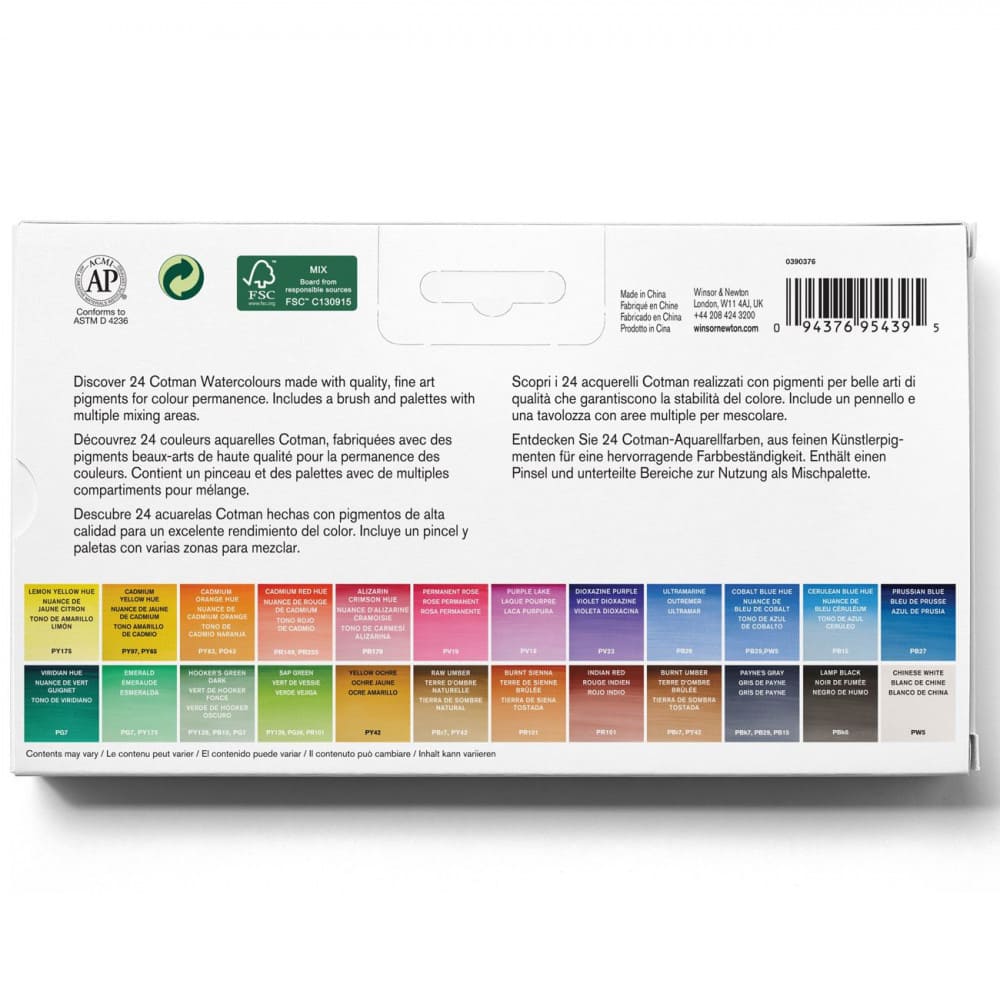 Estojo Tinta Aquarela Winsor & Newton Cotman Paiting Plus 25 Peças