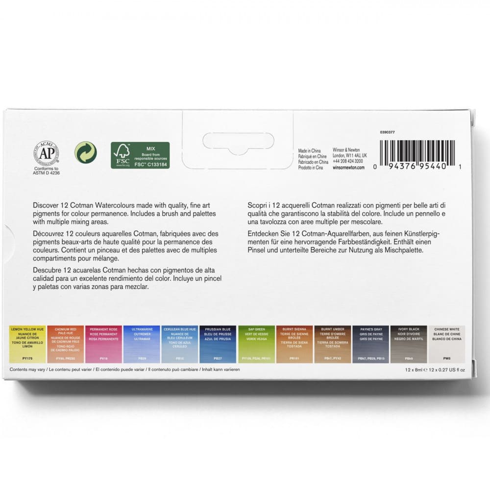 Estojo Tinta Aquarela em Tubo Winsor & Newton Cotman 13 Peças
