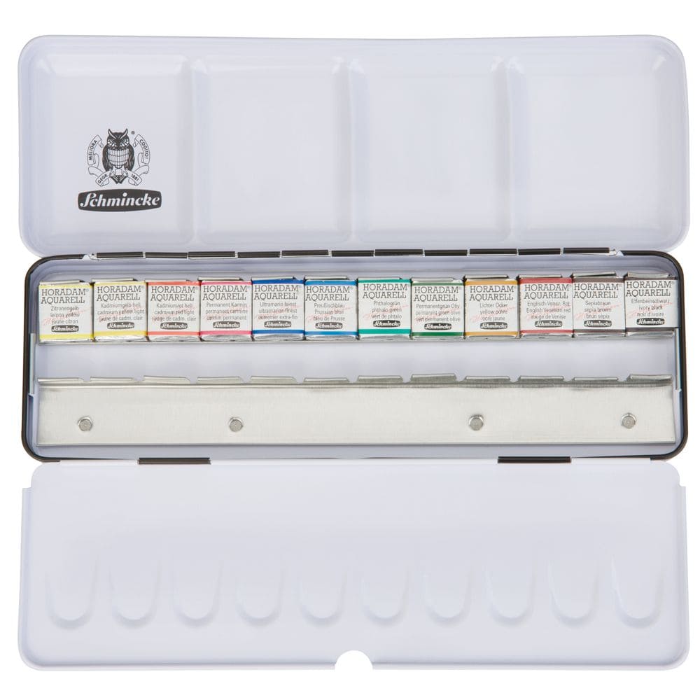 Tinta Aquarela Schmincke Horadam Pastilha 12 Cores