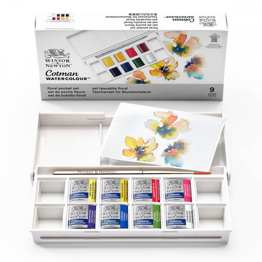 Estojo Tinta Aquarela em Pastilha Winsor & Newton Cotman Floral