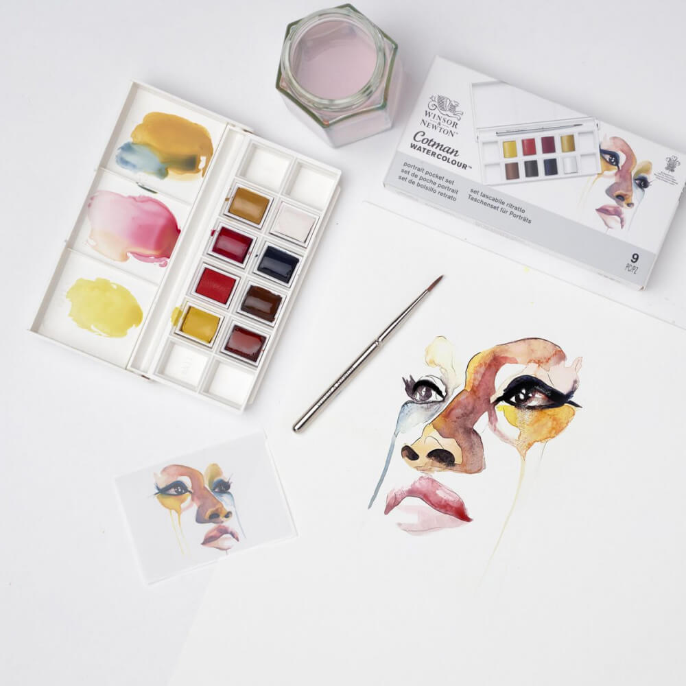 Estojo Tinta Aquarela em Pastilha Winsor & Newton Cotman Portrait