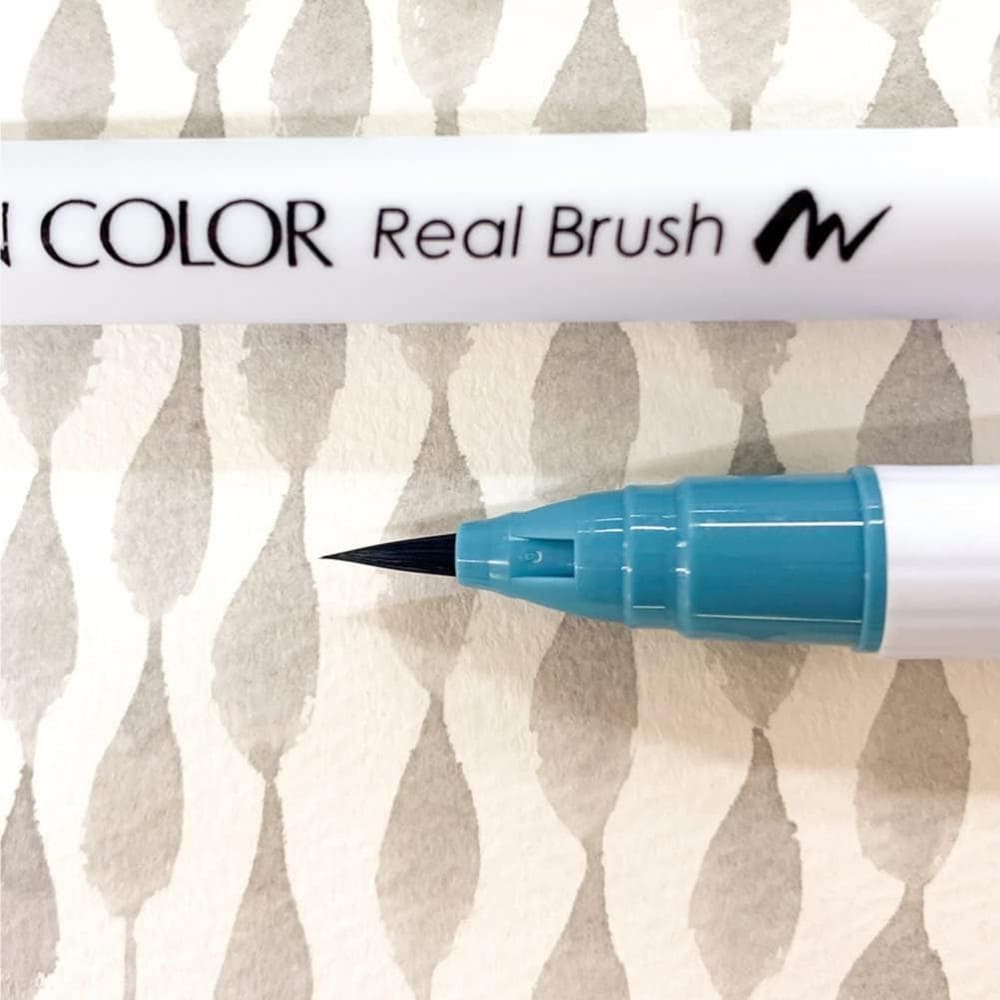 Estojo Caneta Kuretake Zig Clean Color Real Brush 30 Tons de Azul e Verde