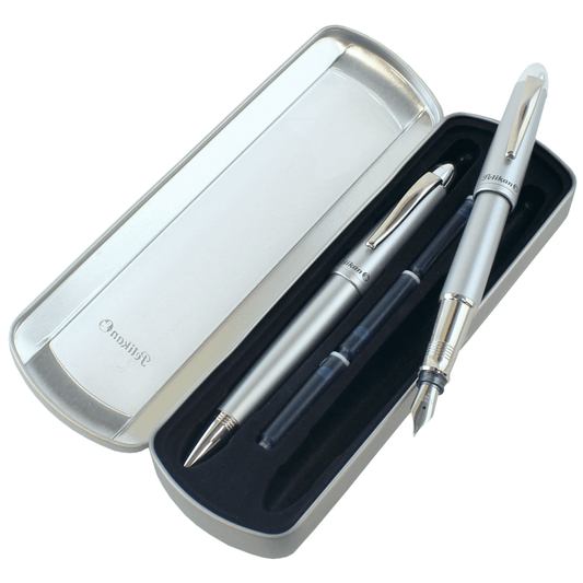 Estojo Caneta Pelikan Silverstar - Tinteiro e Esferográfica