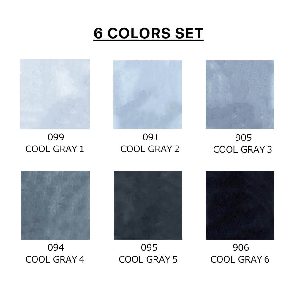 Estojo Caneta Zig Real Brush Kuretake Cool Gray 6 Unidades