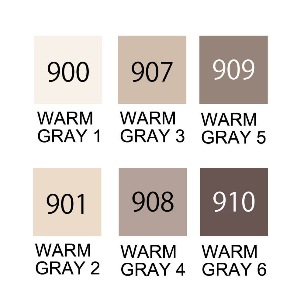 Estojo Caneta Zig Real Brush Kuretake Warm Gray 6 Unidades