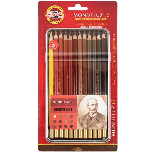 Lápis Aquarelável Mondeluz 12 cores Tons de Marrom