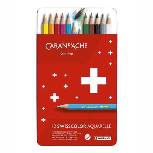 Lápis Aquarelável Swisscolor Caran D'Ache 12 Cores
