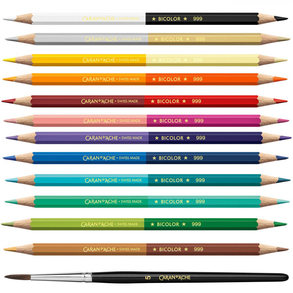 Lápis Aquarelável Caran D’Ache Prismalo Bicolor Rainbow 12 Unidades