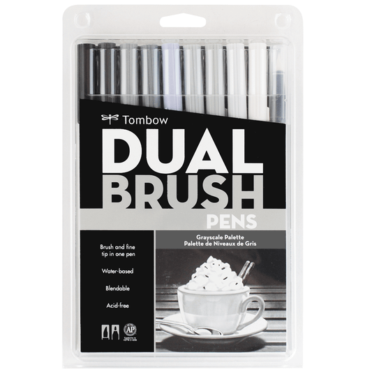 Caneta Pincel Dual Brush Tombow 10 Cores Cinzas