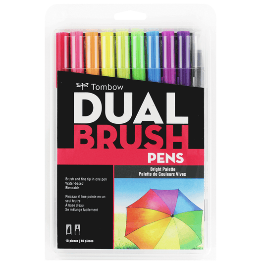 Caneta Pincel Dual Brush Tombow 10 Cores Vibrantes