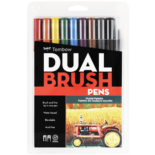 Caneta Pincel Dual Brush Tombow 10 Cores Suaves