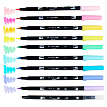 Caneta Pincel Dual Brush Tombow 10 Cores Pastéis
