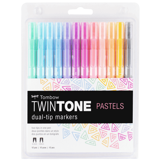 Marcadores Twintone Tombow 12 Cores Pastéis